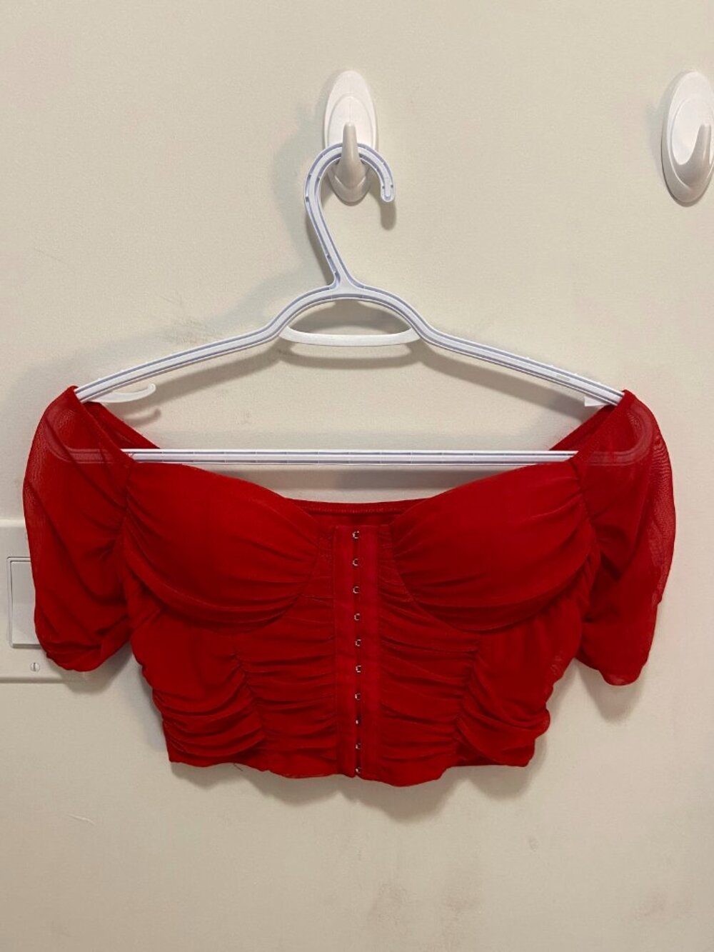 Red Cropped Clip-Up Corset